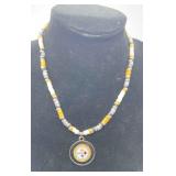 AAE111- Pittsburgh Steelers Fan Puka Shell Style Beaded Necklace