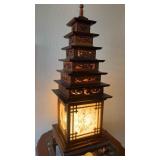 NFF007- Wood Carved Japanese Pagoda Lamp 