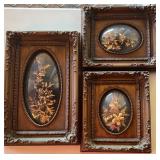 NFF033 - Vintage Wooden Framed Golden Flowers