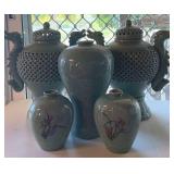 NFF035 - Large Lot of Vintage / Antique Celadon Glaze Assorted Green Vases