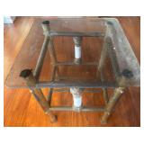 NFF086 - Small Glass Pane Table With Metal Frame