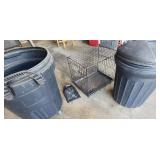 NFF110 - Plastic Garbage Cans And A Wire Kennel