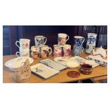 NFF117- Beautiful English & Asian Tea & Coffee Cups W/ Sushi Plates 