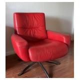 NFF121- Vintage Red Leather Mid-century Modern Style IMG Norway Chair 