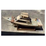KKS083 Scratch Built Wooden fly bridge Cruiser Model Boat  KKS083 Scratch Built Wooden fly bridge Cruiser Model Boat