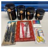 HST008 - Kitchen Canisters & Farberware Knives & More  HST008 - Kitchen Canisters & Farberware Knives & More