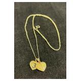 HST205- Beautiful 14k Gold Necklace With 2 Heart Pendants HST205- Beautiful 14k Gold Necklace With 2 Heart Pendants