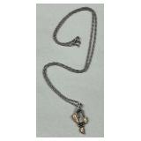 HST226- Silver Chain W/ 10k Rose & Yellow Gold Pendant  HST226- Silver Chain W/ 10k Rose & Yellow Gold Pendant