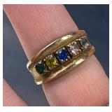 HST234- Beautiful Gold Ring With Rainbow Stones! HST234- Beautiful Gold Ring With Rainbow Stones!