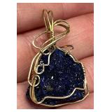 HST245- Beautiful Natural Blue Stone Pendant W/ 10k Gold Wire HST245- Beautiful Natural Blue Stone Pendant W/ 10k Gold Wire
