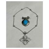 HST261- 925 Silver Magnetic Chain With Two Pendants HST261- 925 Silver Magnetic Chain With Two Pendants