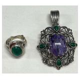 HST269- Designer Carolyn Pollack Matching Silver Pendant & Ring HST269- Designer Carolyn Pollack Matching Silver Pendant & Ring