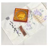 HST271- Jade Like Bangle With Japanese Decorative Work Cloth  HST271- Jade Like Bangle With Japanese Decorative Work Cloth