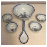 MFS007 Vintage Chinese Porcelain Rice Pattern Bowl Set New