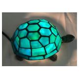 MFS016 Blue/Green Slag Glass Turtle Shaped Tiffany Style Table Lamp New