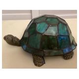 MFS017 Tiffany Style Teal Stained Glass Turtle Table Lamp New