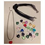 MFS058 Twenty-Five Heart Pendants On Cord Necklaces New
