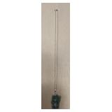 MFS070 Carved Jade Lucky Neko Cat Pendant & 17” Sterling Silver Chain New