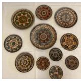 MFS073 Vintage Byzantine Mosaic Style Enamel On Brass Decorative Plates