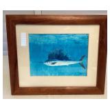 MFS082 Koa Framed Picture Of A Sword Fish