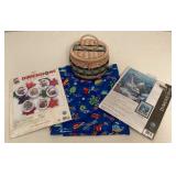 MFS090 Two Cross Stitch Kits, Sewing Basket & Swatch Of Fabric