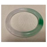 MFS129 Green & White Jade Bangle Bracelet New 