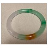 MFS130 Green, White & Brown Jade Bangle Bracelet New