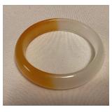 MFS131 Orange & White Jade Bangle Bracelet New 