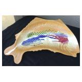 JYR005 Signed Hand Painted Jeff Chang Collectible Pottery Fish Platter