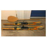 SAV012 Vintage 1970s Water Skis and Water Paddle