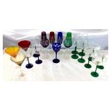 EAT038- Vintage Colorful Fashionable Wine And Martini Glasses