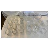 EAT045 - Large Lot of Vintage Crystal Cut Glass Bowl and Drinkware
