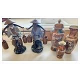 EAT069 - Two Chinese Mudmen And Porcelain Vases