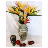 EAT090- Giant Vase with Bird of Paradise Faux Arrangement & More Decor