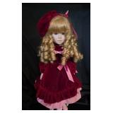 EAT310 - 17" Porcelain Doll In Red Satin
