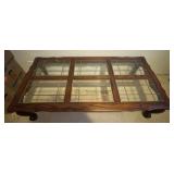 EAT331 - Wood coffee table with glass see-through panels 