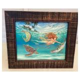 MMP035 Framed Mermaid With Hawaiian Sealife Picture By Patrick Ching