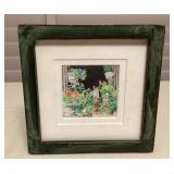 MMP058 Framed Original Colored Pencil “Venetian Window Kittens”