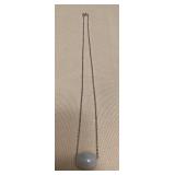 MMP069 Jade Barrel Bead Pendant On 17” Silver Toned Chain New