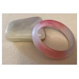 MMP124 Pink & White Jade Bangle Bracelet New 