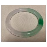 MMP129 Green & White Jade Bangle Bracelet New 