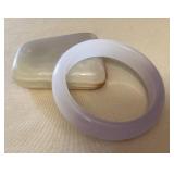 MMP130 Lavender & White Jade Bangle Bracelet New