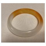MMP131 Orange & White Jade Bangle Bracelet New 