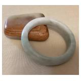 MMP134 Light Green & White Jade Bangle Bracelet New
