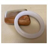 MMP138 White Polished Stone Bangle Bracelet New As Is 