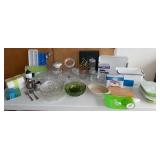 MCS034 Household Lot - Glassware, Containers, Bins, Recipes