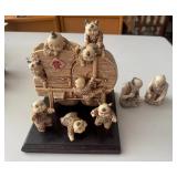 HKF075 - Set of Vintage Chinese Bone Sculpture – Scholars at Play & Harvest Scene with Children