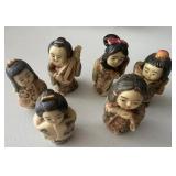 HKF076 - Traditional Bone Carved Asian Court Lady Figures