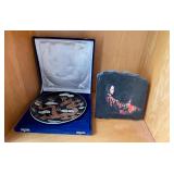 HKF078 - Chinese Beauty On Slate & Cloisonné Dragon Plate