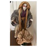 HKF096 - Two Rare Rice/Straw Paper Washi Kabuki Warrior & Old Man Dolls